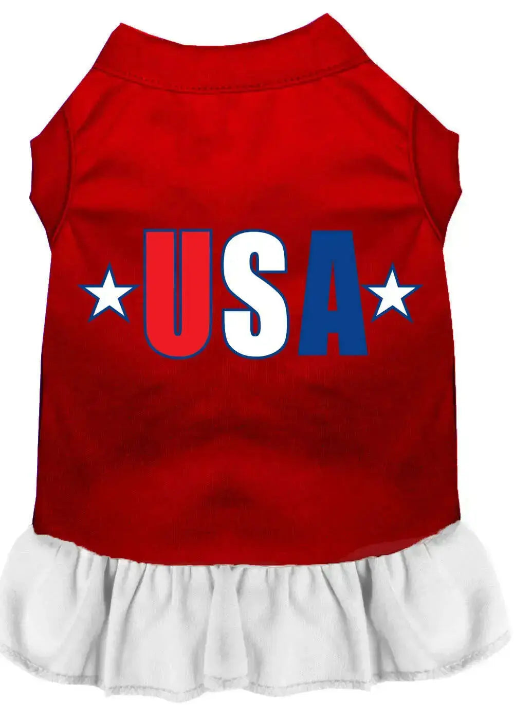 Usa-Star-Screen-Print-Dress-Red-With-White-Xs-GreatEagleInc-318749823