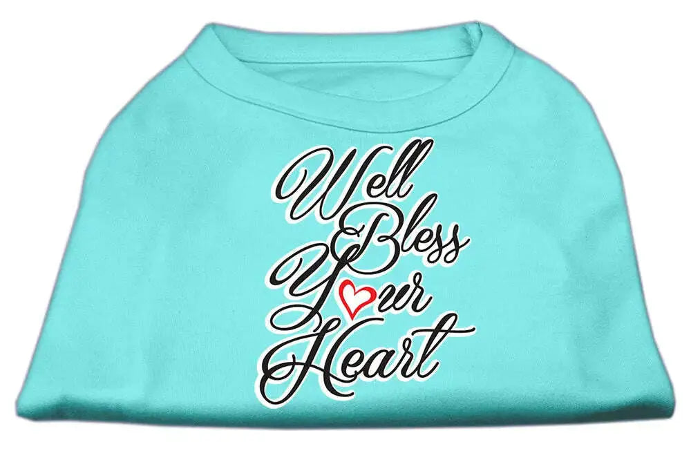Well-Bless-Your-Heart-Screen-Print-Dog-Shirt-Aqua-Sm-GreatEagleInc-334277087