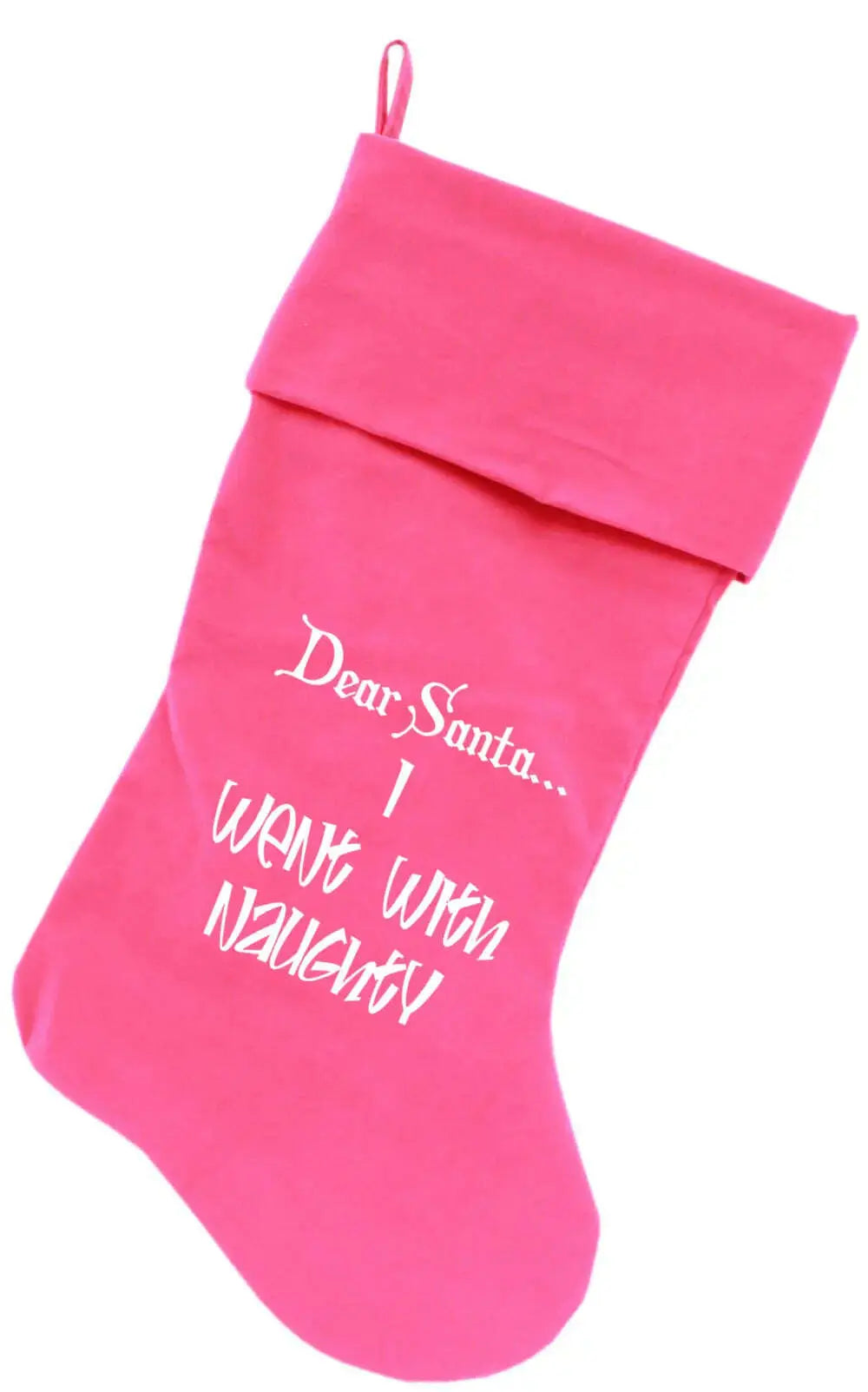 Went-With-Naughty-Screen-Print-18-Inch-Velvet-Christmas-Stocking-Pink-GreatEagleInc-333735336