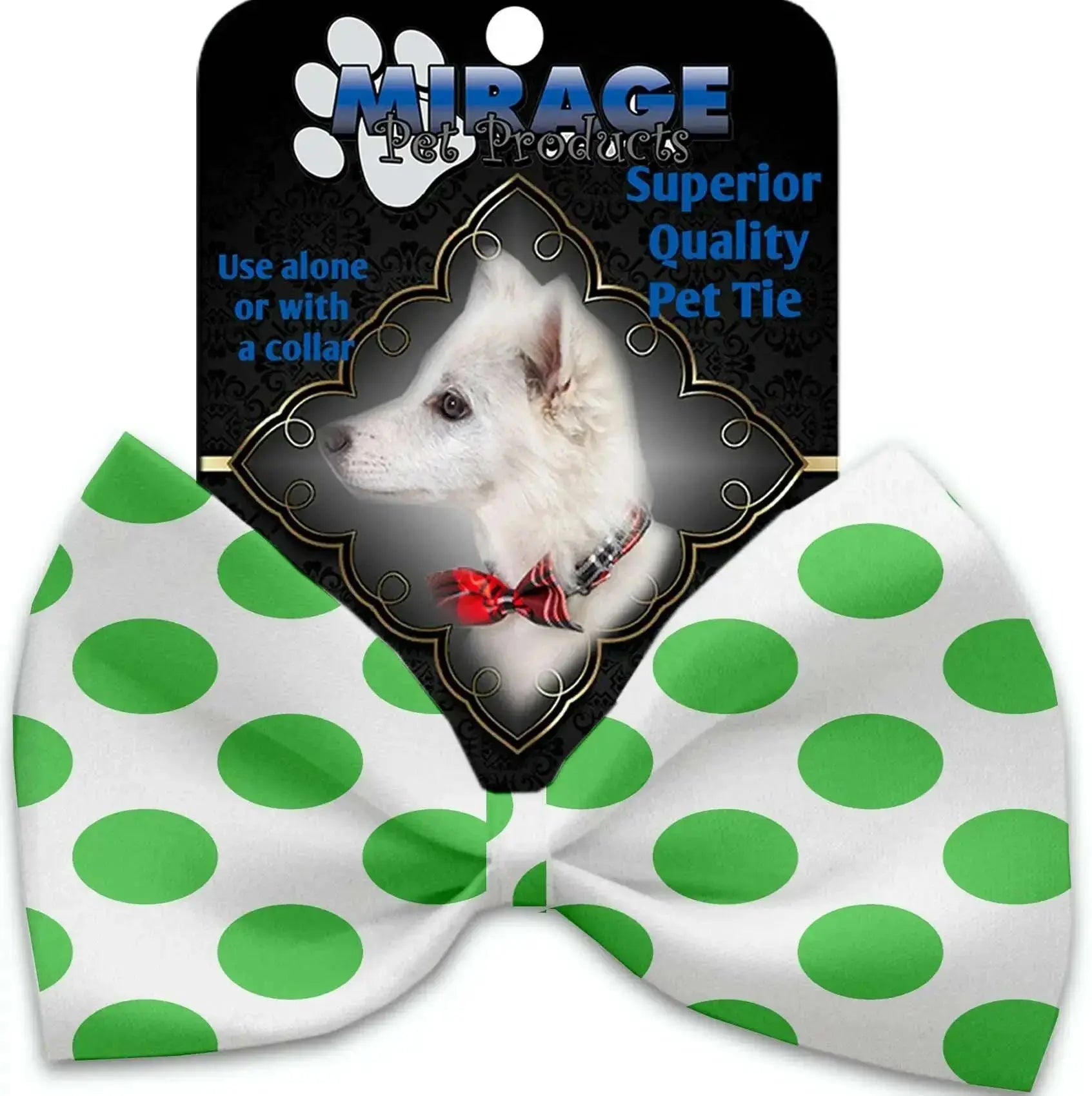 White-And-Green-Dotted-Pet-Bow-Tie-Collar-Accessory-With-Velcro-GreatEagleInc-318895319
