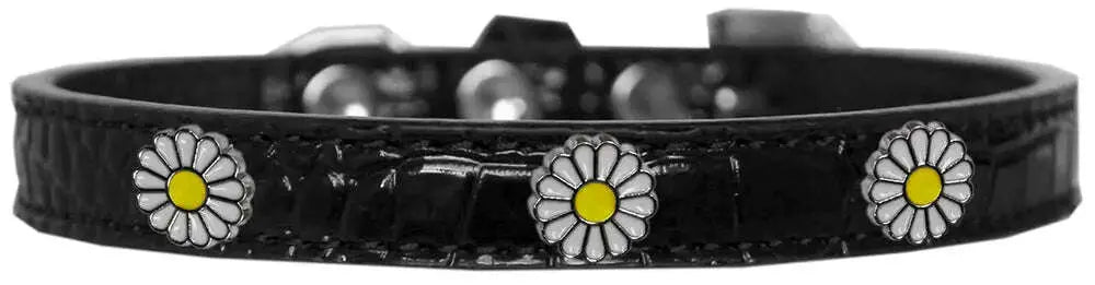 White-Daisy-Widget-Croc-Dog-Collar-Black-Size-16-GreatEagleInc-319992632