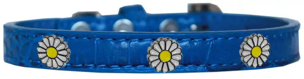 White-Daisy-Widget-Croc-Dog-Collar-Blue-Size-18-GreatEagleInc-319993325