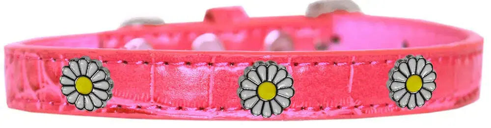 White-Daisy-Widget-Croc-Dog-Collar-Bright-Pink-Size-12-GreatEagleInc-319993661