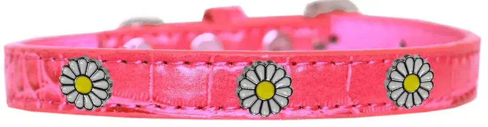 White-Daisy-Widget-Croc-Dog-Collar-Bright-Pink-Size-16-GreatEagleInc-319993899