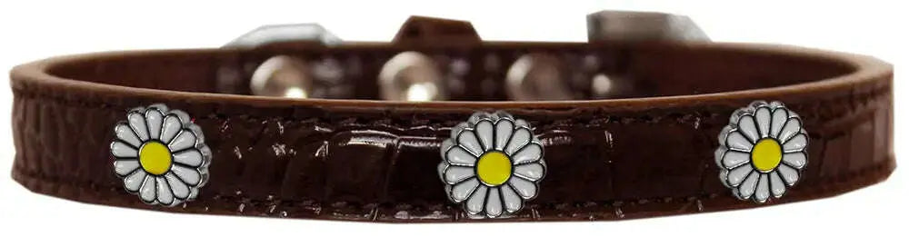 White-Daisy-Widget-Croc-Dog-Collar-Chocolate-Size-18-GreatEagleInc-319994553
