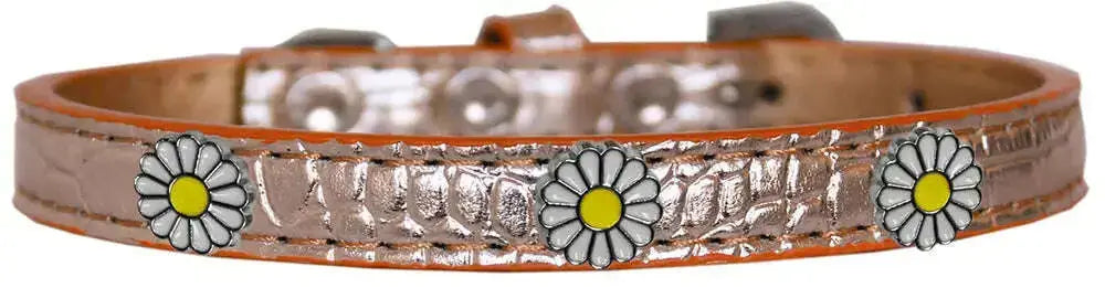 White-Daisy-Widget-Croc-Dog-Collar-Copper-Size-14-GreatEagleInc-319994981