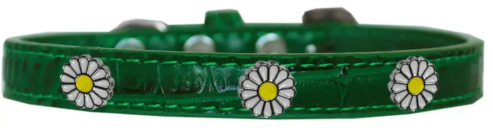 White-Daisy-Widget-Croc-Dog-Collar-Emerald-Green-Size-18-GreatEagleInc-319995691