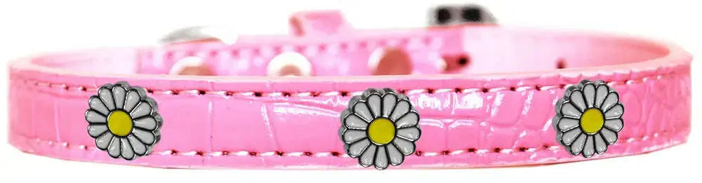 White-Daisy-Widget-Croc-Dog-Collar-Light-Pink-Size-14-GreatEagleInc-319996615