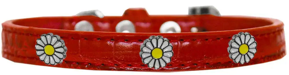 White-Daisy-Widget-Croc-Dog-Collar-Red-Size-18-GreatEagleInc-319998320