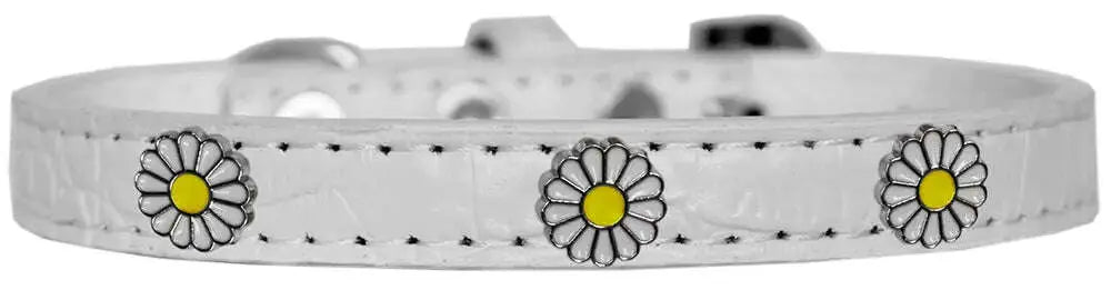 White-Daisy-Widget-Croc-Dog-Collar-White-Size-18-GreatEagleInc-319999544