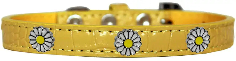 White-Daisy-Widget-Croc-Dog-Collar-Yellow-Size-16-GreatEagleInc-320000015