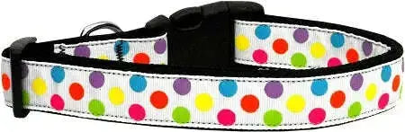 White-Multi-dot-Nylon-Dog-Collar-Medium-Narrow-GreatEagleInc-333850540