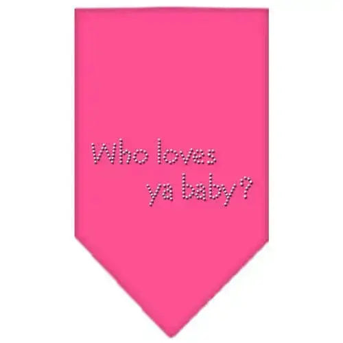 Who-Loves-Ya-Baby-Rhinestone-Bandana-Bright-Pink-Large-GreatEagleInc-333876114