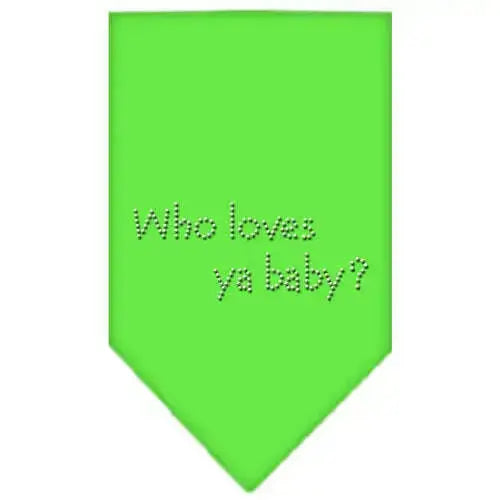 Who-Loves-Ya-Baby-Rhinestone-Bandana-Lime-Green-Large-GreatEagleInc-318585260
