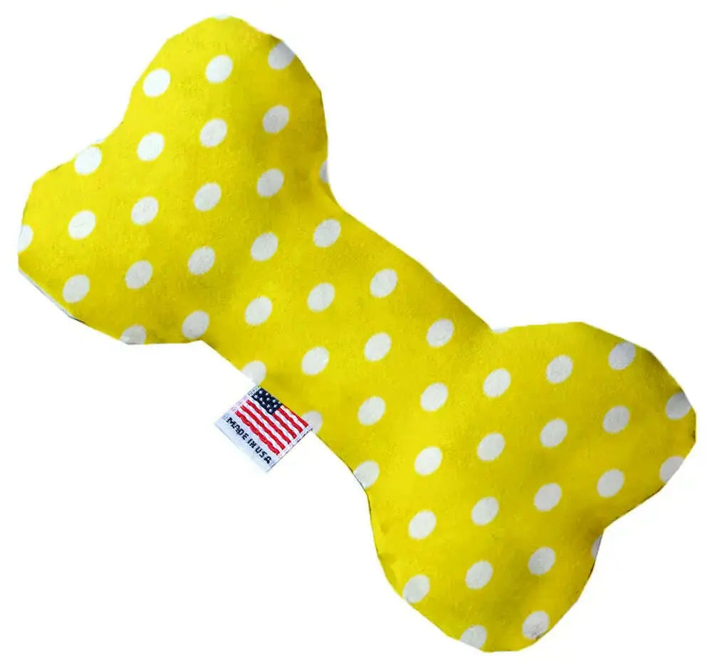 Yellow-Polka-Dots-8-Inch-Bone-Dog-Toy-GreatEagleInc-319612246
