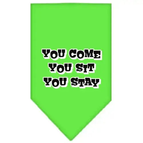 You-Come_-You-Sit_-You-Stay-Screen-Print-Bandana-Lime-Green-Small-GreatEagleInc-318957555