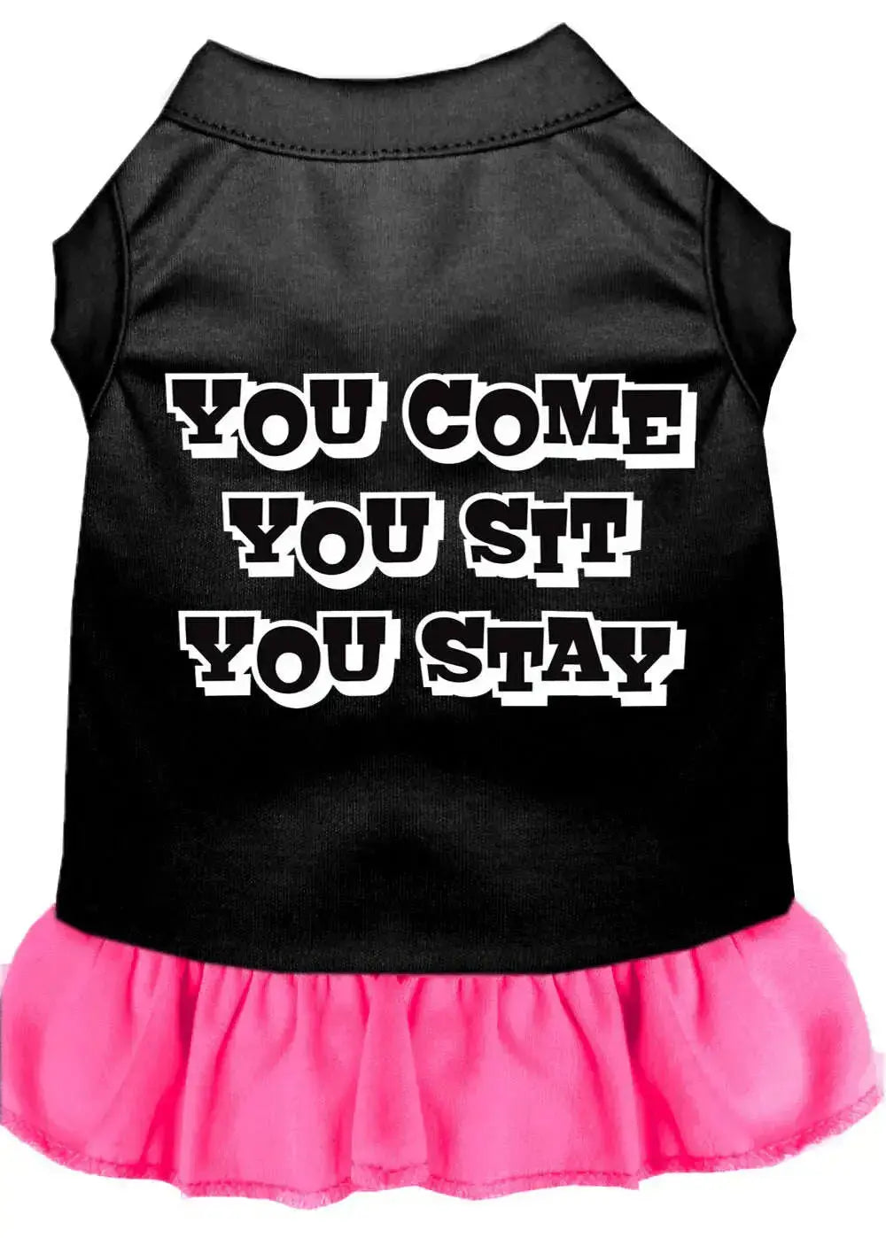 You-Come_-You-Sit_-You-Stay-Screen-Print-Dress-Black-With-Bright-Pink-Xl-GreatEagleInc-318749398