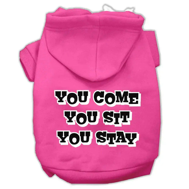 You-Come_-You-Sit_-You-Stay-Screen-Print-Pet-Hoodies-Bright-Pink-Size-Xl-GreatEagleInc-319952824
