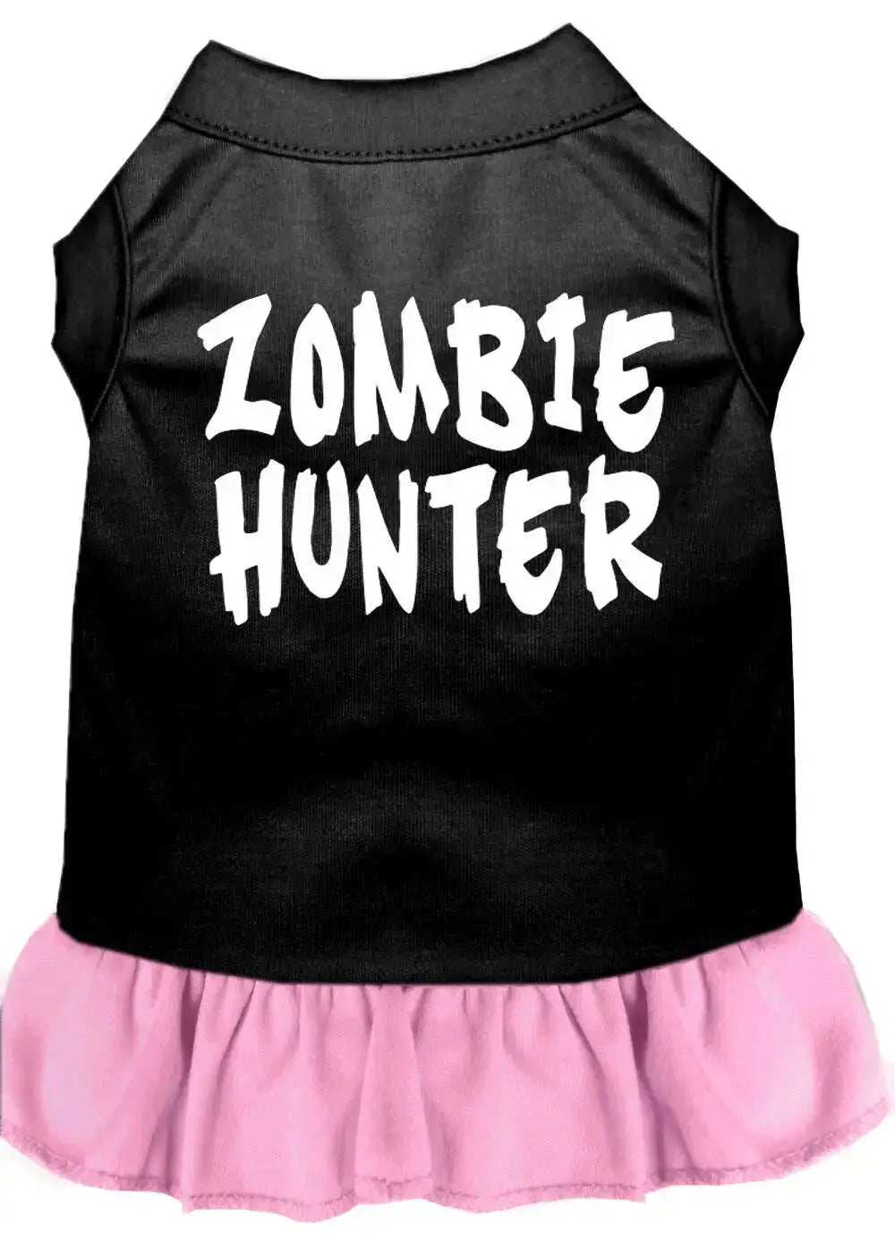 Zombie-Hunter-Screen-Print-Dress-Black-With-Light-Pink-Sm-GreatEagleInc-318740922
