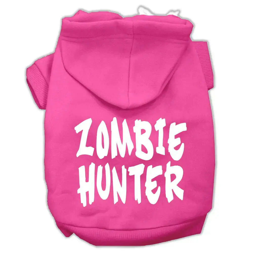 Zombie-Hunter-Screen-Print-Pet-Hoodies-Bright-Pink-Size-M-GreatEagleInc-319446776