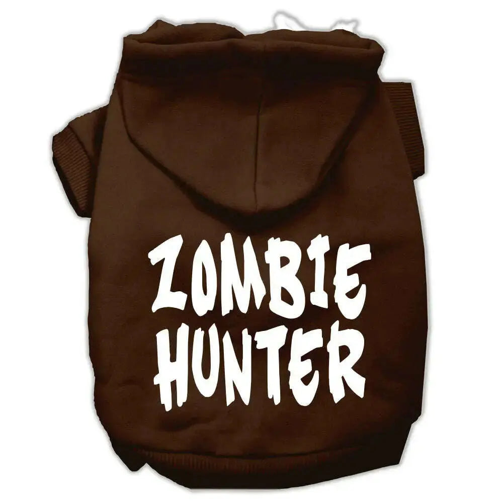 Zombie-Hunter-Screen-Print-Pet-Hoodies-Brown-Size-Xl-GreatEagleInc-319445388