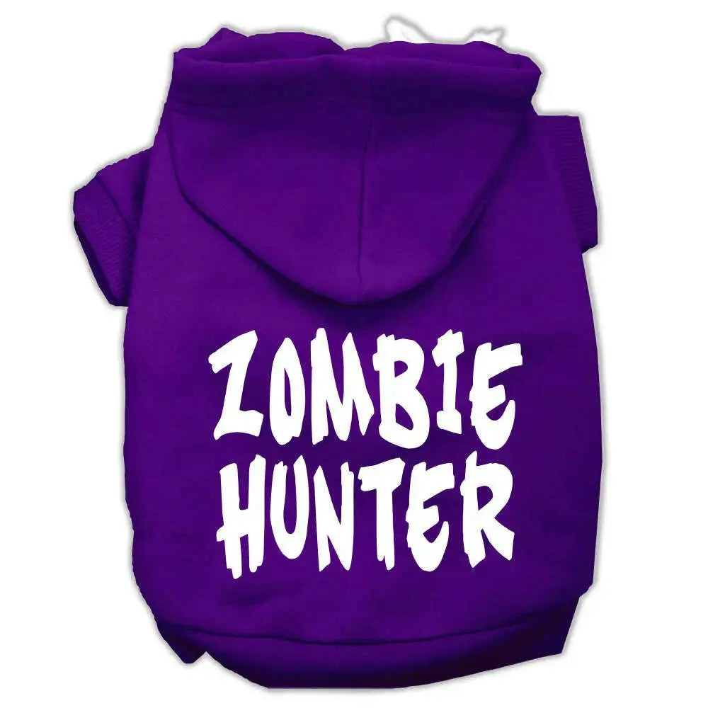 Zombie-Hunter-Screen-Print-Pet-Hoodies-Purple-Size-L-GreatEagleInc-319447023