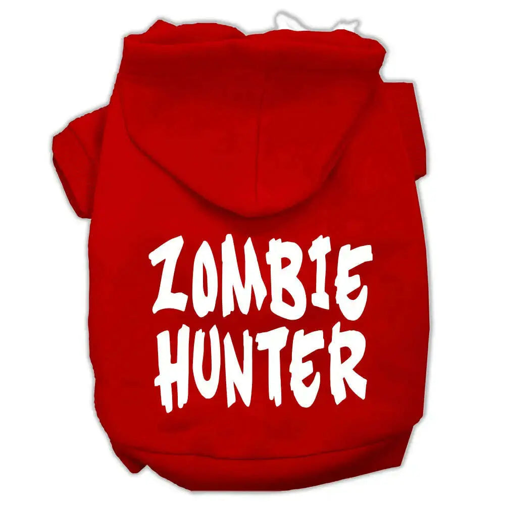 Zombie-Hunter-Screen-Print-Pet-Hoodies-Red-Size-M-GreatEagleInc-319446596